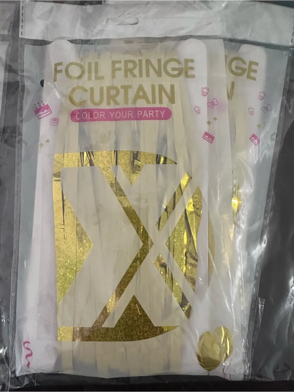 Foil Fringe Party Curtains - Pink and Gold